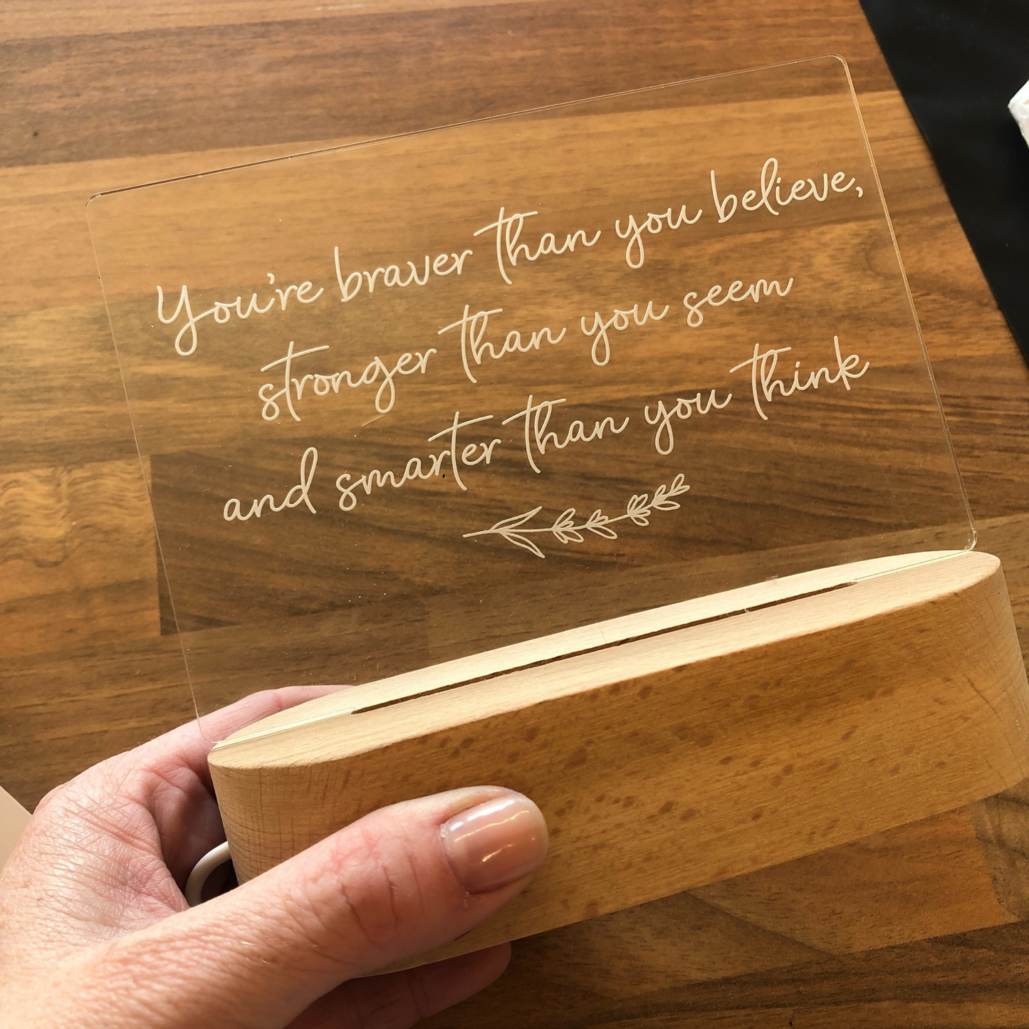 Quotation night light- No base, acrylic top only