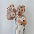 bunny tag and boy with basket